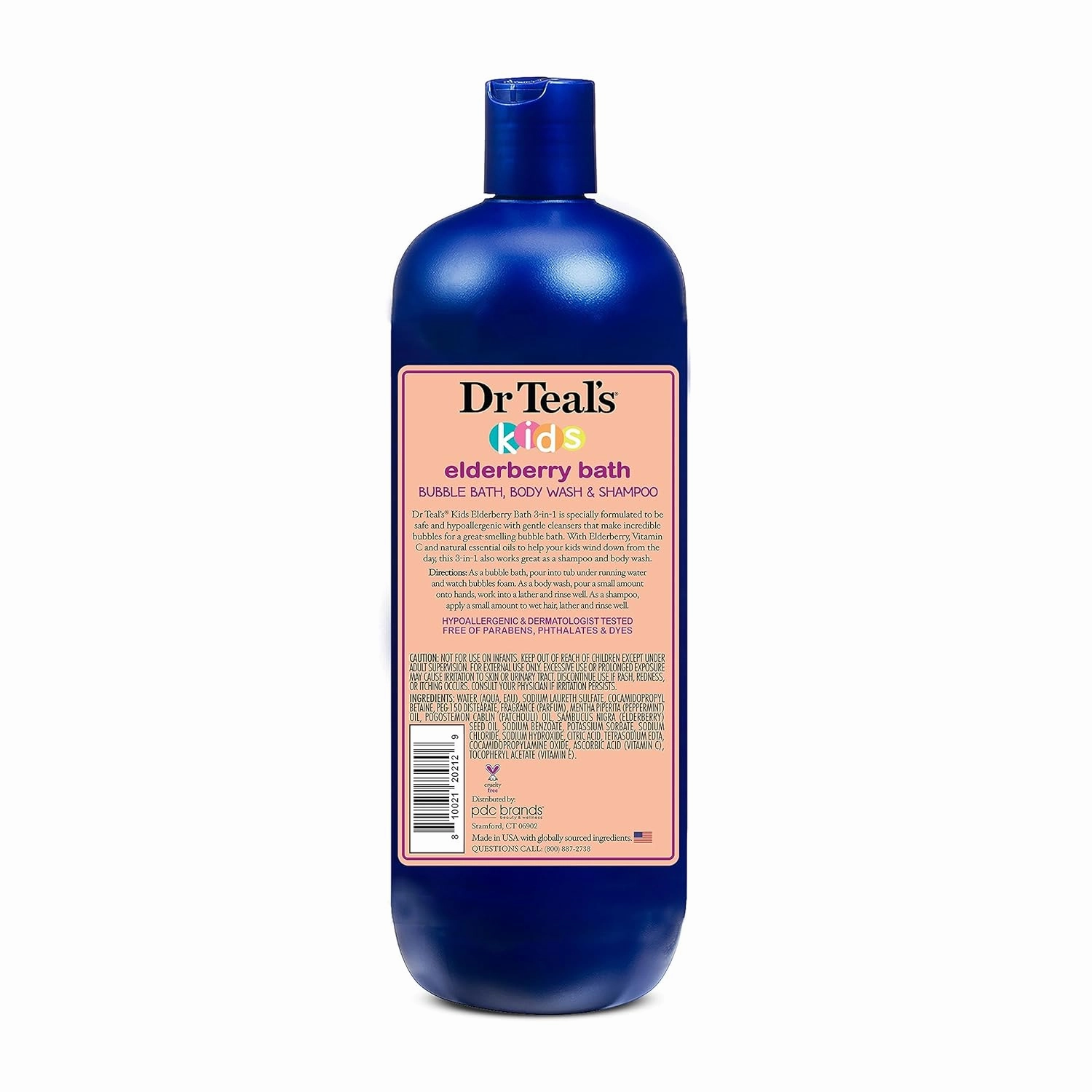Dr Teal's Kids 3-in-1 Bubble Bath, Body Wash & Shampoo, Boost & Renew Elderberry with Vitamin C, 20 fl oz. (Pack of 3)
