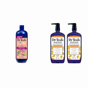Dr Teal's Kids 3-in-1 Elderberry Bath: Bubble Bath, Body Wash & Shampoo, 20 fl oz. & Body Wash with Pure Epsom Salt, Glow & Radiance with Vitamin C & Citrus Essential Oils