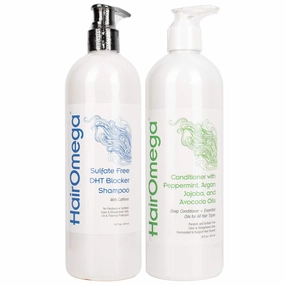 DrFormulas HairOmega DHT Blocker Shampoo   Conditioner with Moroccan Argan Oil, Jojoba Oil, Avocado Oil (Sulfate Free Shampoo   Conditioner Set)