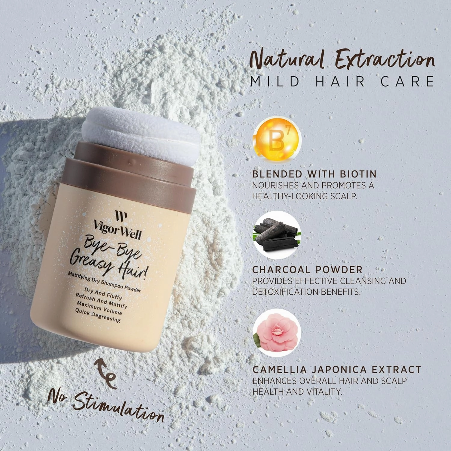 Dry Shampoo Powder for Women, Dark Hair - Natural Non-Aerosol Travel Size, 2 Pack