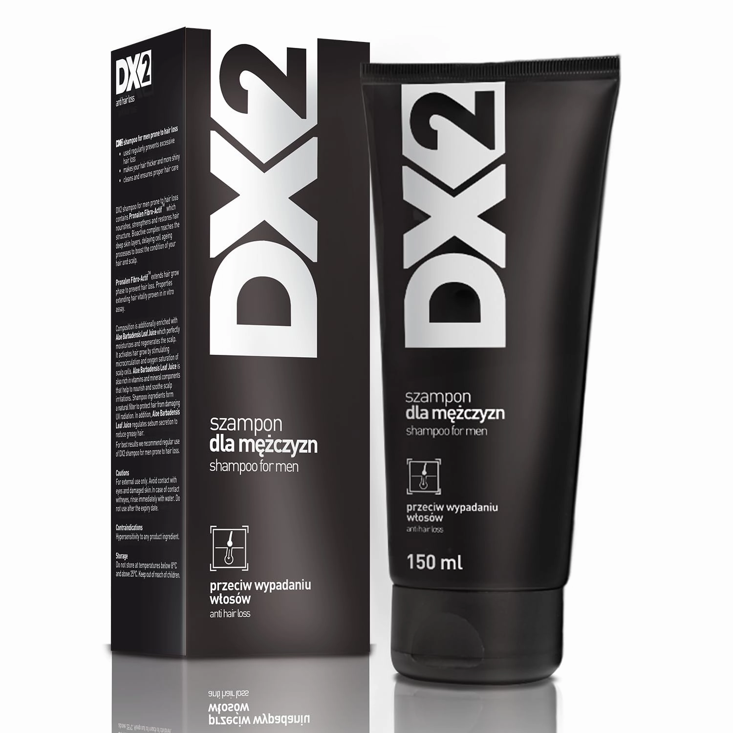 DX2 - Prevent Hair Loss Shampoo for Men - Restores Follicles, Improve Thinning Strands with Pronalen Fibro Actif & Aloe Juice - 150ml
