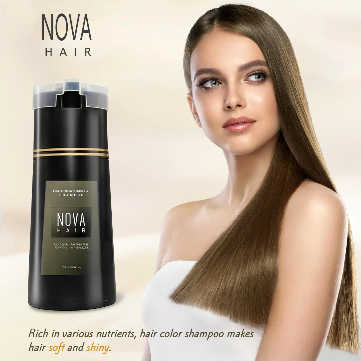 Dye Shampoo,Nova Hair Instant Dye Shampoo,Nova Hair Dye Shampoo 3 in 1, for Men & Women(Medium Brown)