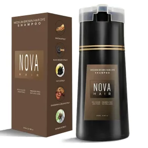 Dye Shampoo,Nova Hair Instant Dye Shampoo,Nova Hair Dye Shampoo 3 in 1, for Men & Women(Medium Brown)