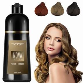 Dye Shampoo, Instant Dye Shampoo 3 in 1, for Men & Women. (Light Brown)