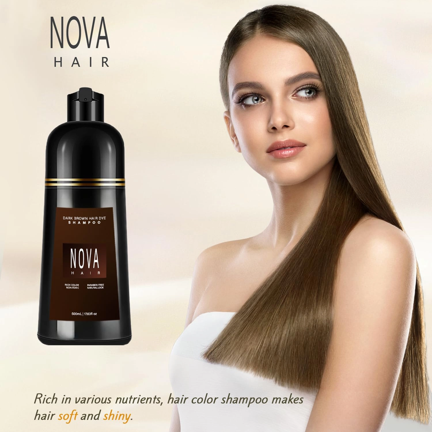 Dye Shampoo, Instant Dye Shampoo 3 in 1, for Men & Women. (Light Brown)