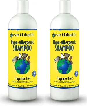 earthbath, Hypoallergenic Dog Shampoo - Fragrance Free Dog Shampoo for Allergies and Itching, Made in USA, Cruelty Free Dog Wash, Gentle Puppy Shampoo, Soothing Cat Shampoo - 16 Oz (2 Pack)