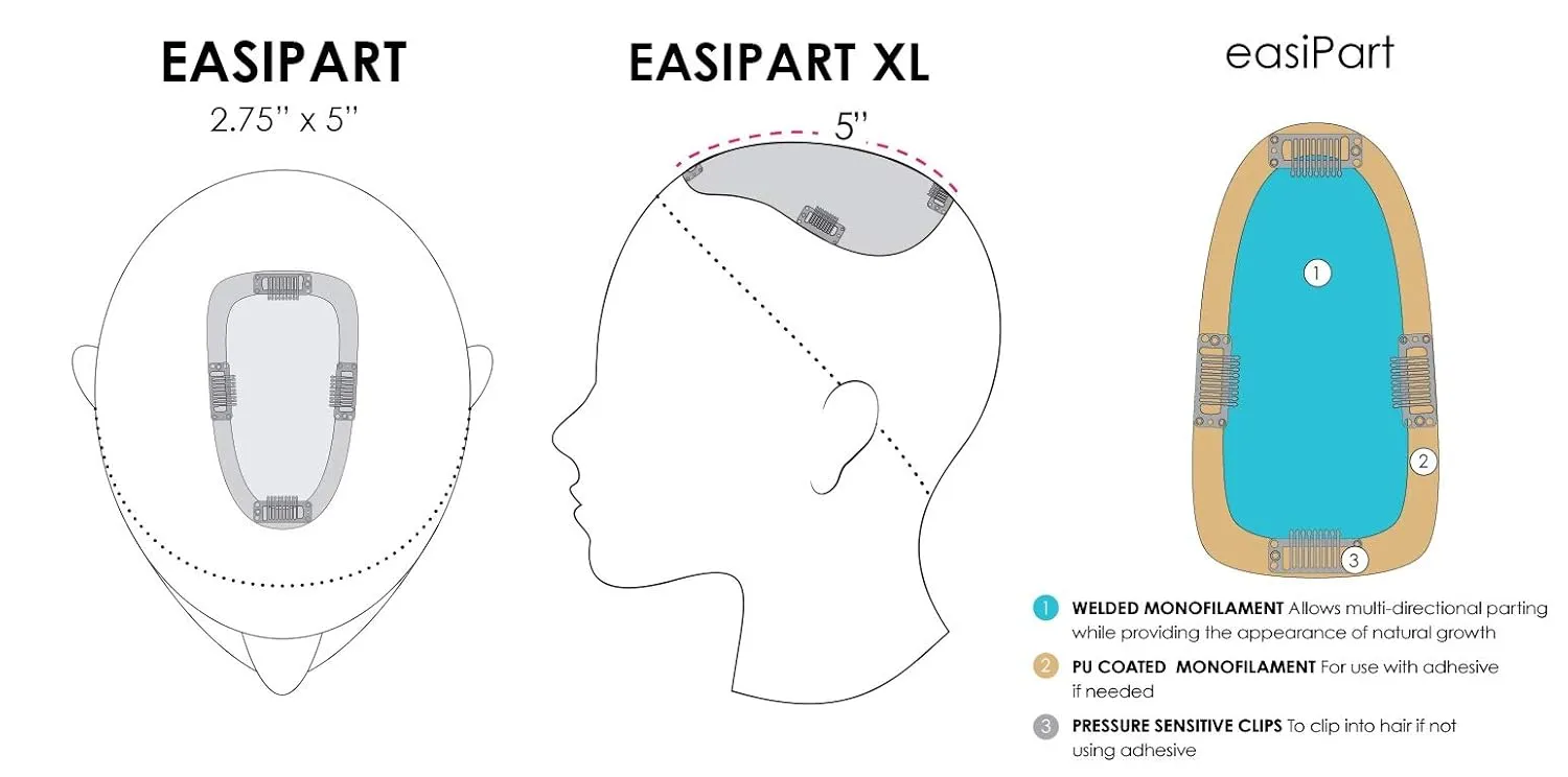 Easipart HD 18" Synthetic Clip-in Topper by Jon Renau, Wide Tooth Comb, Mara Ray 4oz Luxury Shampoo, 19 Page Belle of Hope Wig Care Booklet, Bundle 4pc (12/30BT)