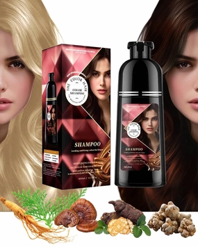 EBAT Instant Chestnut Brown Hair Dye Shampo 3 in 1 Long Lasting for Women/Men w. Gray Hair Color,5 Essential Herbal Plant Ingredients Blend for Shinny & Moisturizing,Champu Con Tinte Para Canas,500ml