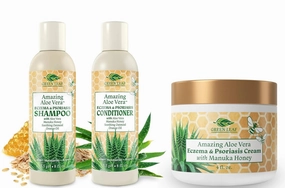 Eczema & Psoriasis Shampoo & Conditioner Set with Manuka Honey Eczema Cream - Dry Scalp Treatment - Anti-Dandruff, Anti-Seborrheic Dermatitis - Itchy, Dry Skin Rash Healing Ointment - Skin Soothing