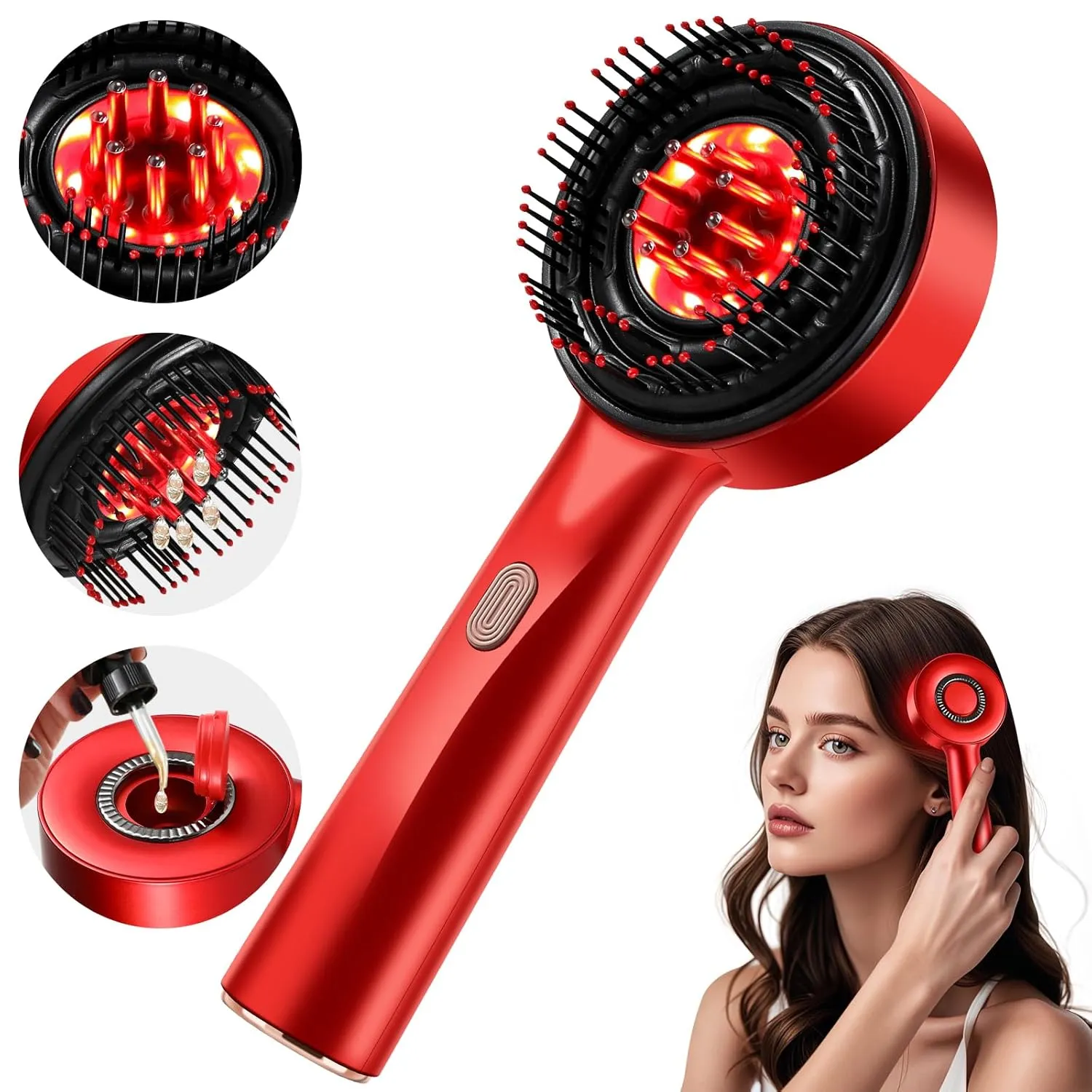 Electric Hair Brushes Upgrade Hair Oil Applicator，IPX7 Waterproof Head Massager Scalp Shiatsu Cordless Hair Scalp Massager