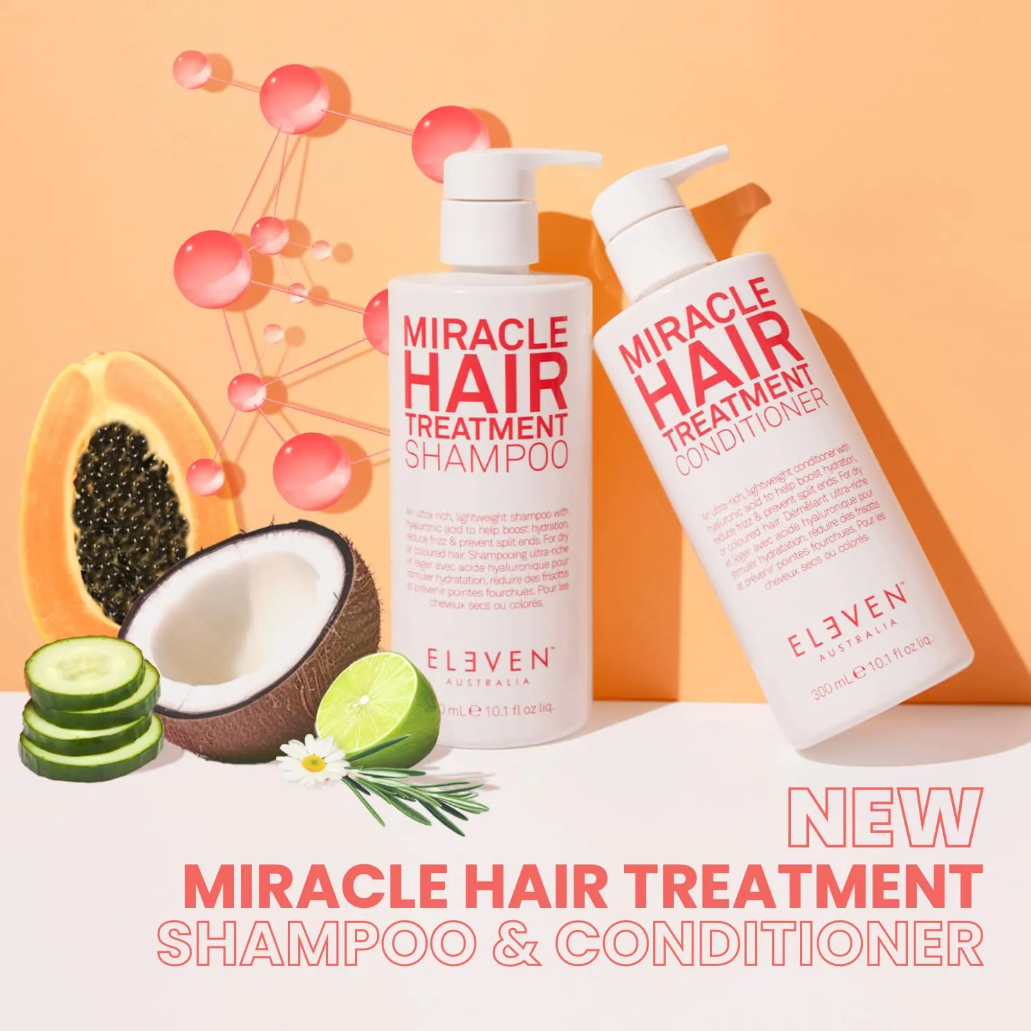 ELEVEN AUSTRALIA Miracle Hair Treatment Shampoo infused with Hyaluronic Acid to Help Boost Hydration, Reduce Frizz & Prevent Split Ends