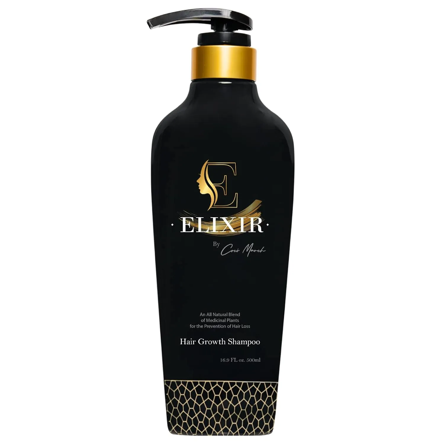 Elixir by Coco March Hair Growth Shampoo - Strengthening Plant-Based - Chemical-Free for Men and Women - Natural Hair Loss Formula for Thicker Fuller Hair - 16.9 fl oz