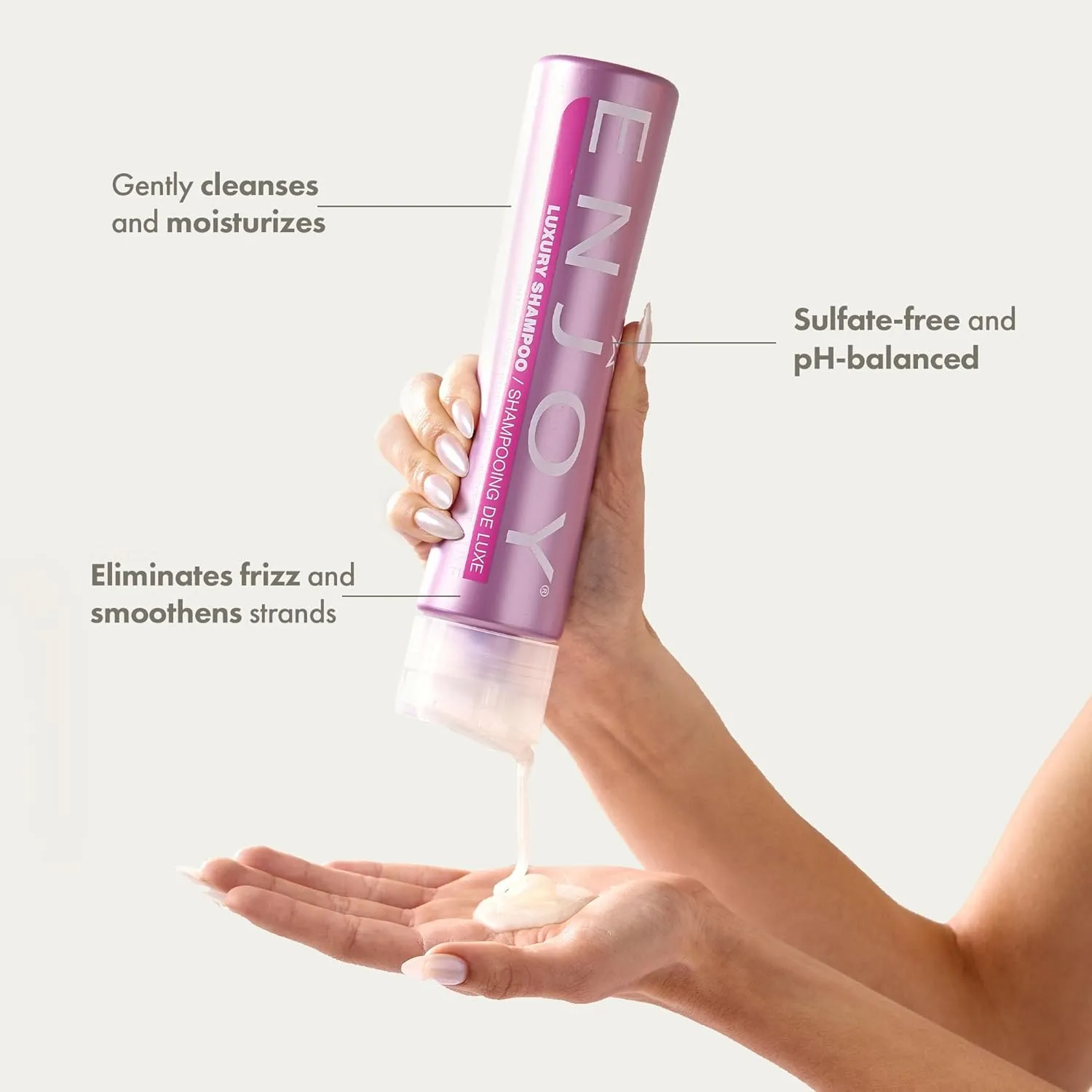 Enjoy Luxury Shampoo - Eliminates Frizz Cleansing Moisturizing Smoothing - Sulfate Free For Thick Coarse or Curly Hair (10.1 Fl Oz)