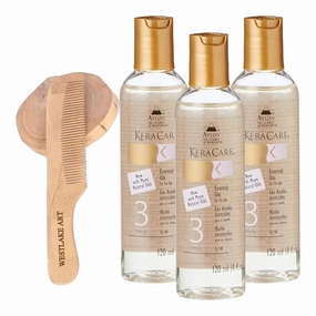 Essential Oil For Hair, Nourishing Blend For Dry Or Brittle Hair Treatment, Bundle With Wooden Comb, Promotes Healthy Scalp, Enhances Shine, Protects From Damage [Pack 3]