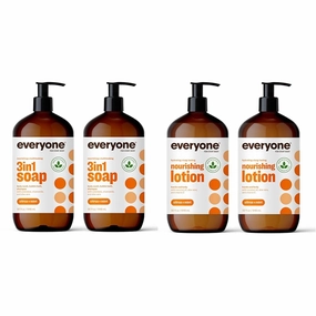 Everyone 3-in-1 Soap, Body Wash, Bubble Bath, Shampoo, 32 Ounce (Pack of 2) Nourishing Hand and Body Lotion, 32 Ounce (Pack of 2), Citrus and Mint