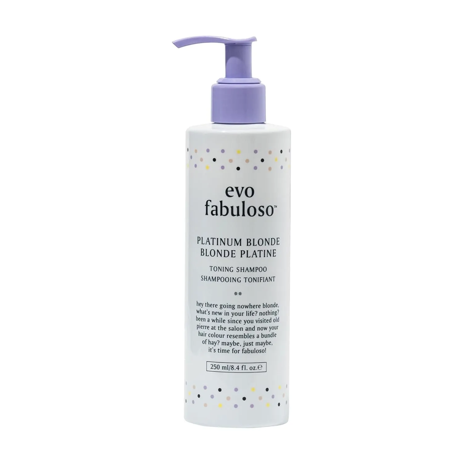 EVO Fabuloso - Platinum Blonde Toning Shampoo - Refreshes and revives colored hair - Purple Shampoo to Extended Life of Color - Treated Blonde Hair