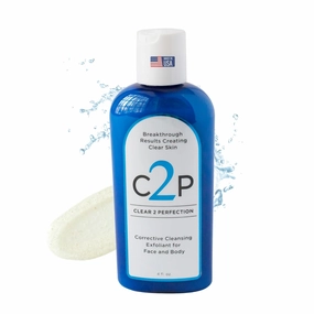 Exfoliating Facial and Body Scrub by Clear 2 Perfection, Esthetician Developed, Perfect for Bacne, Exfoliates & Clears Breakouts