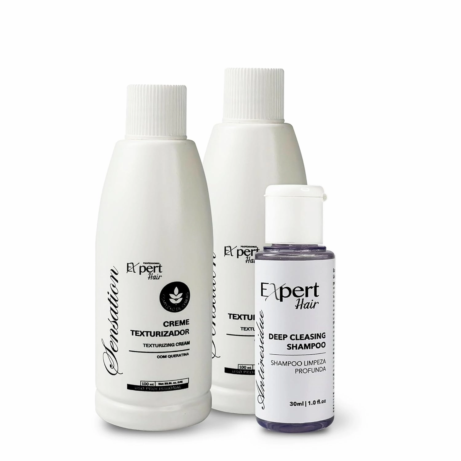 Expert Hair Sensation Keratin Hair Treatment Brazilian 100ml (2Pack)   Deep Cleansing Shampoo 30ml -Anti Frizz, Long Lasting Results-Keratina Para Alisar El Pelo, Keratina Brasileña– Complete Set