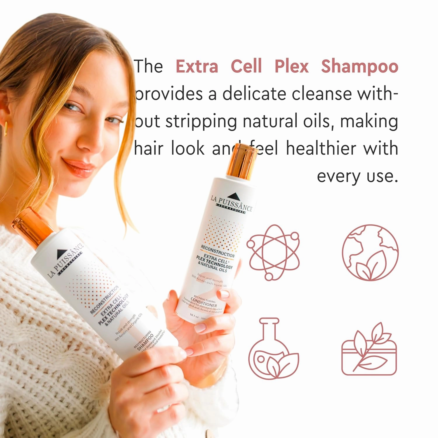 Extra Cell Plex Shampoo Step 1 - Deep Repair for Severely Damaged Hair - Ideal for Color-Treated, Bleached, and Chemically-Treated Hair - 10.1 fl oz for Home and Salon Use