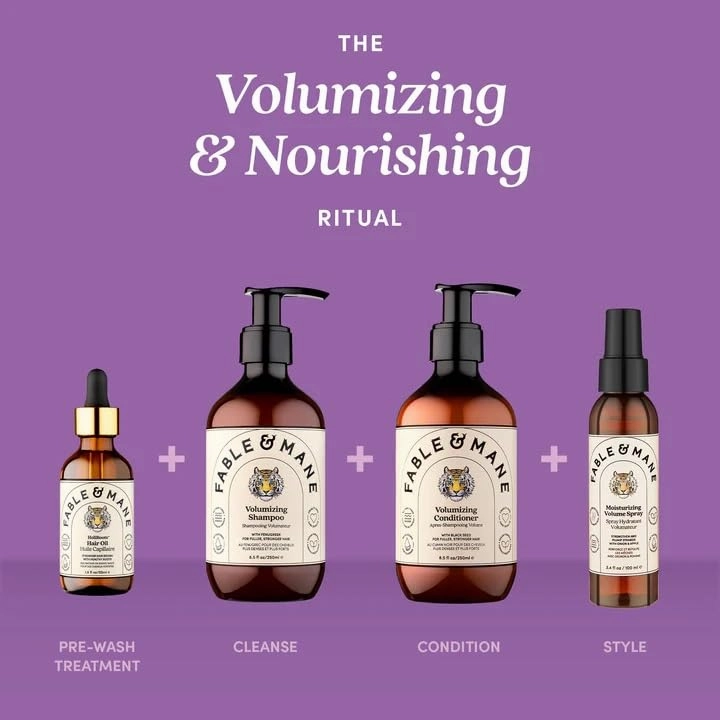 Fable and Mane Volumizing Shampoo for Fine Hair (250ml). Sulphate Free Hair Shampoo, Volume Shampoo for Fine Hair, Vegan & Cruelty-Free Volumising Hair Products - Genuine Fable & Mane Natural Shampoos