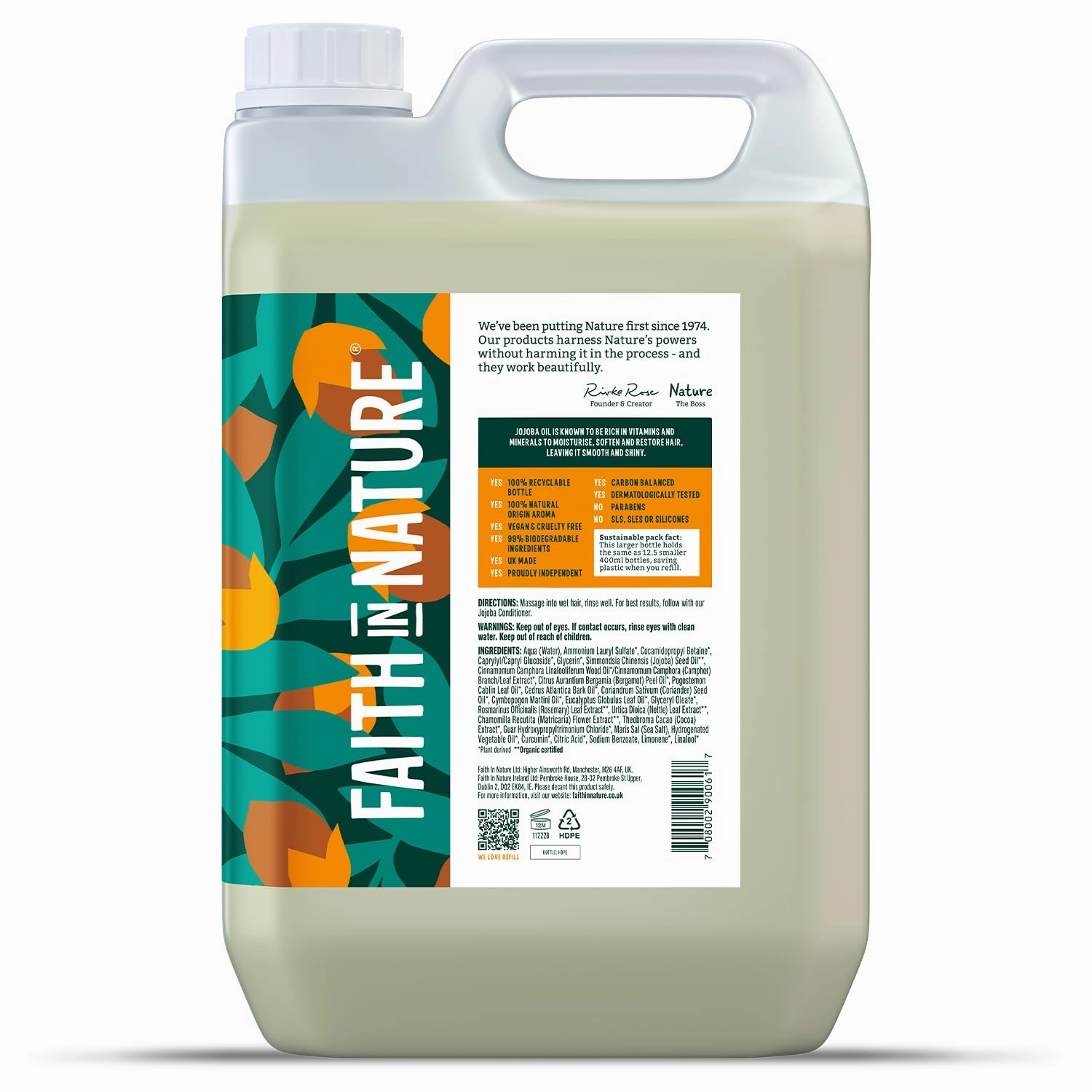 FAITH IN NATURE Natural Shampoo - Vegan & Cruelty Free, No SLS or Parabens - 169 fl oz Refill Pack, Jojoba