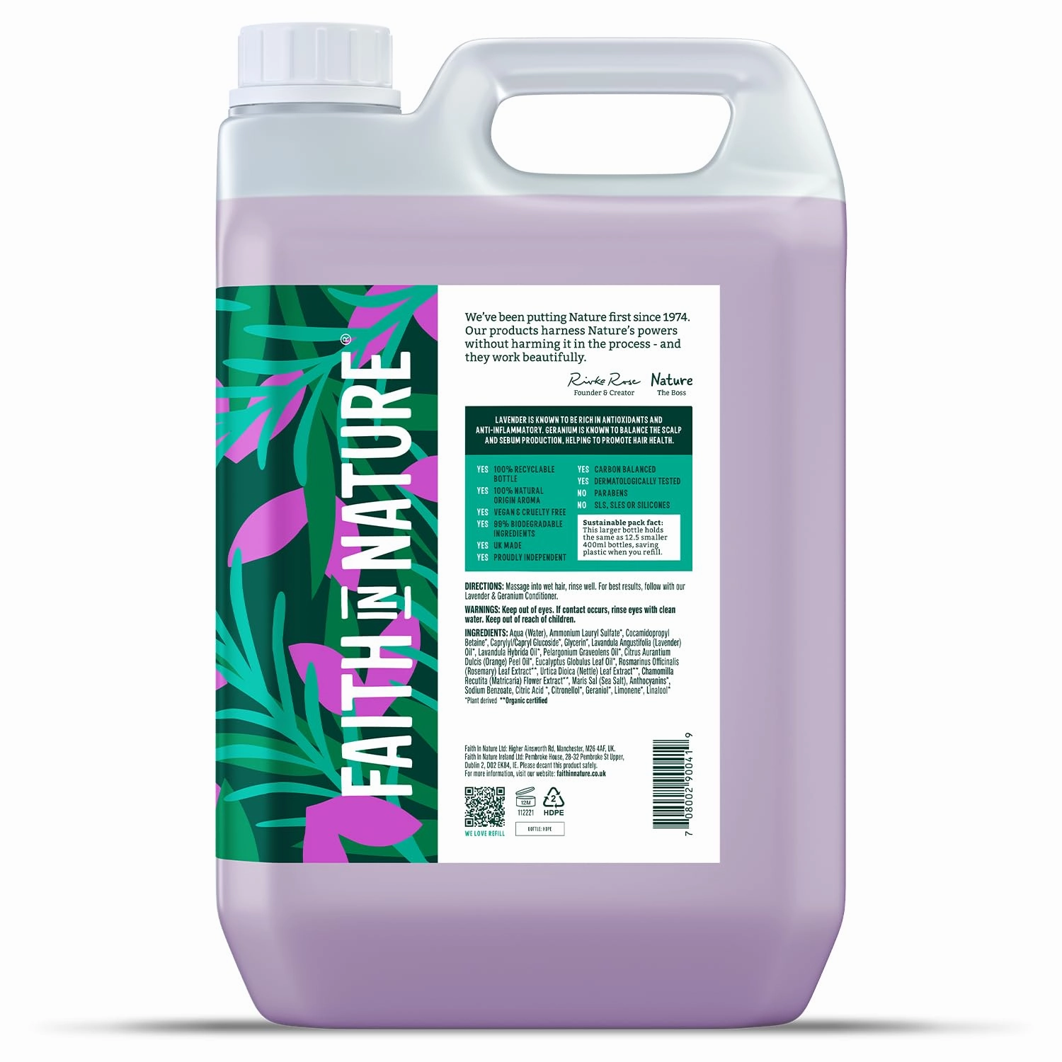 FAITH IN NATURE Natural Shampoo - Vegan & Cruelty Free, No SLS or Parabens - 169 fl oz Refill Pack, Lavender & Geranium