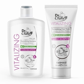 FARMASI Dr. C. Tuna Vitalizing Garlic Shampoo and Hair Mask - Natural Treatment for Hair Growth, Prevents Loss, Stimulates Growth with Capixyl
