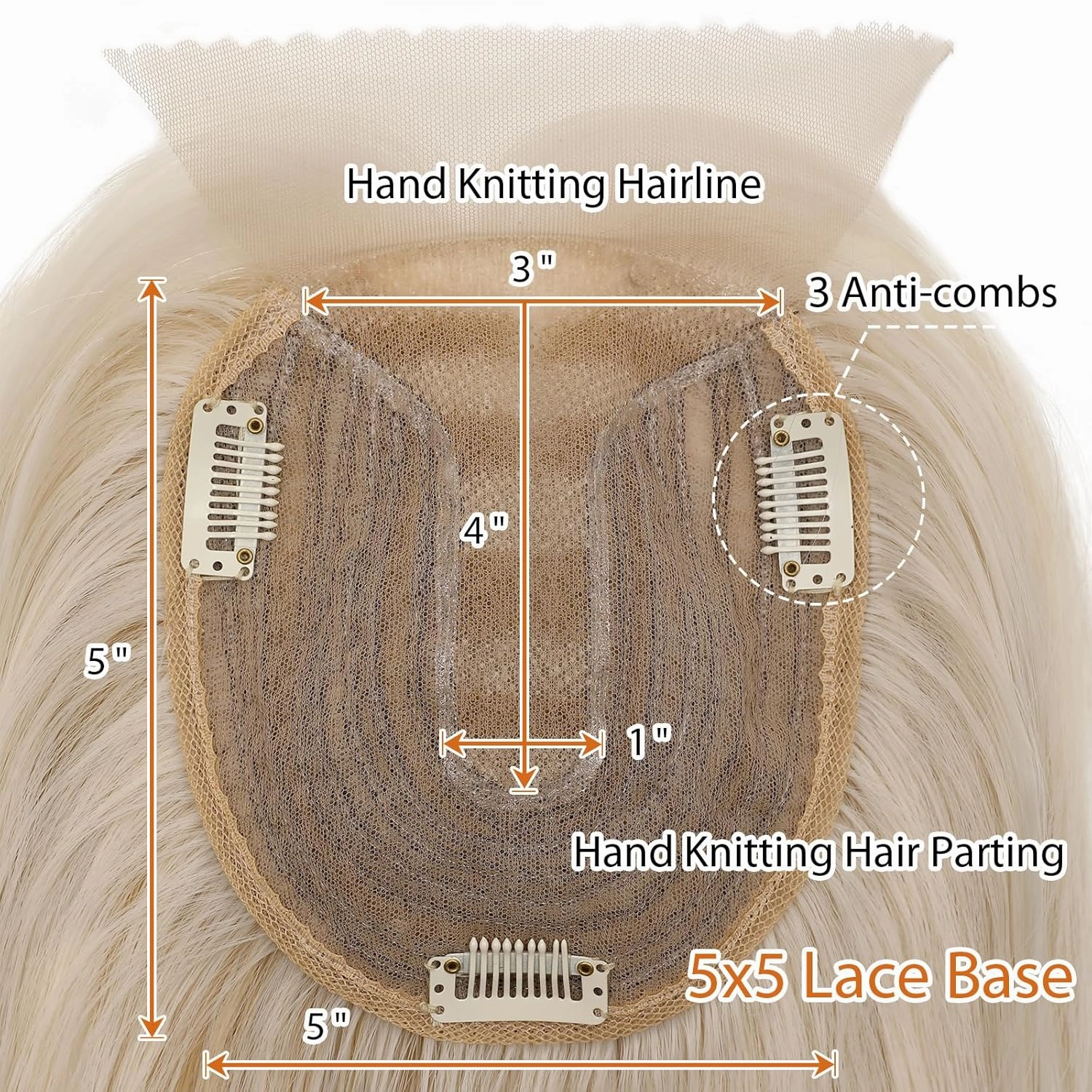 FAVE Hair Toppers 14 Inch Hair Toppers for Women Futura Fluffy Hair Pieces for Thinning Hair Large Base Kanekalon Hair Topper with Bangs (Mix Blonde, 14 inch)