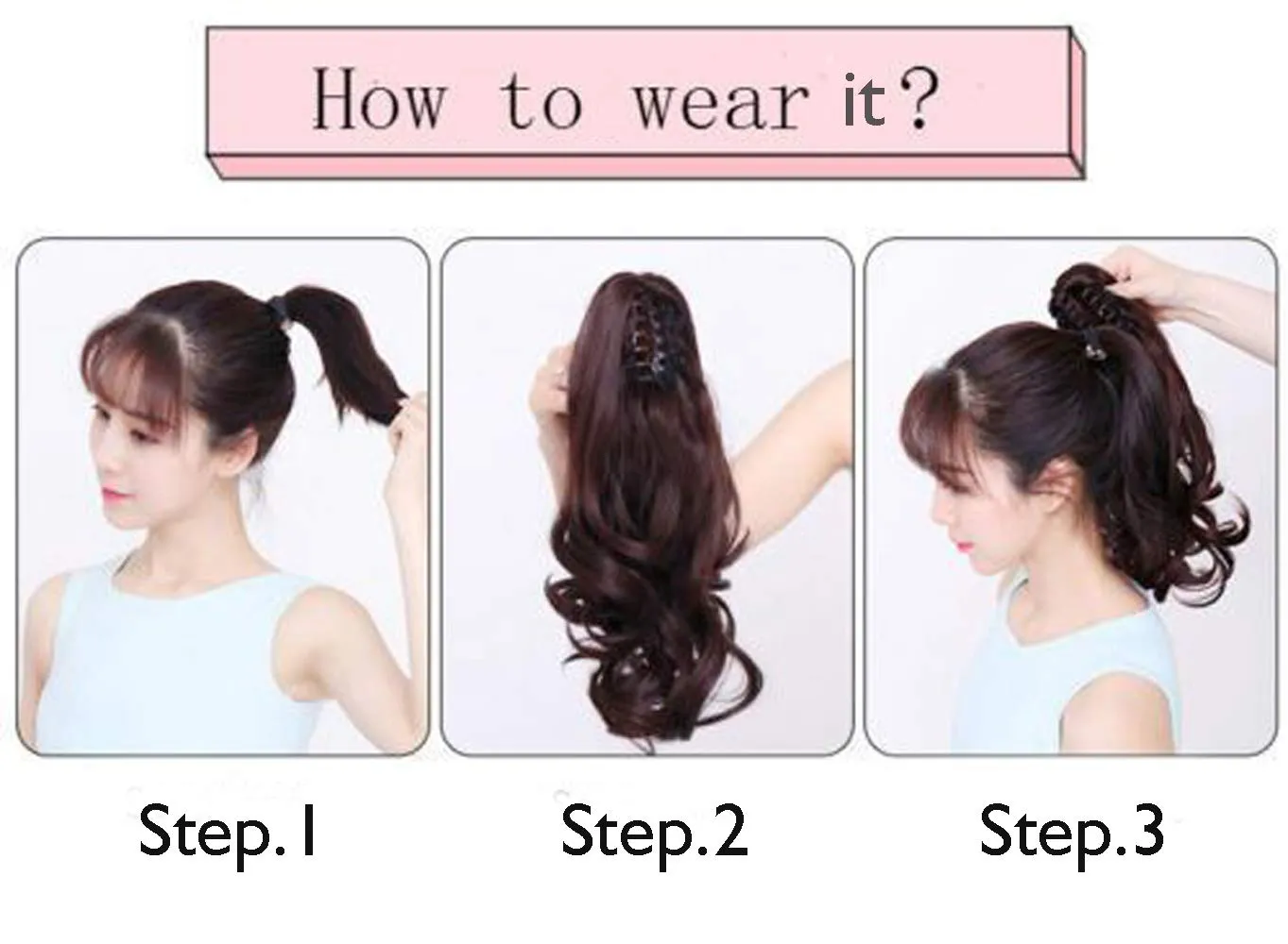 FELENDY Ponytail Extension Claw 18" 20" Curly Wavy Straight Clip in Hairpiece One Piece A Jaw Long Pony Tails for Women Ash Blonde Mix Brown