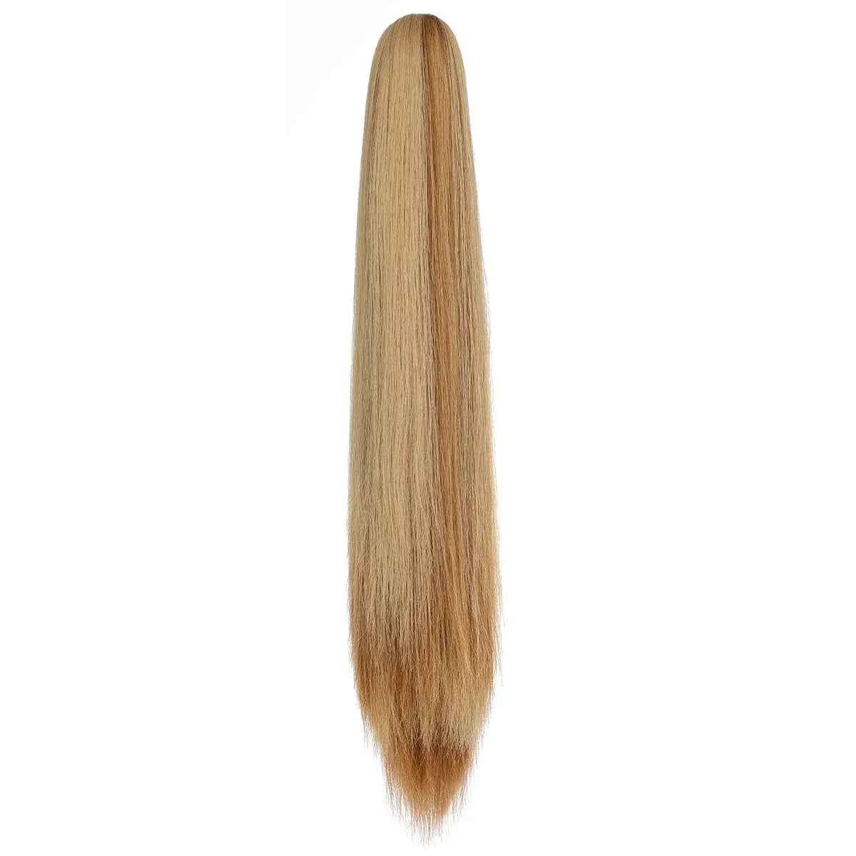 FELENDY Ponytail Extension Claw 18" 20" Curly Wavy Straight Clip in Hairpiece One Piece A Jaw Long Pony Tails for Women Ash Blonde Mix Ginger Brown