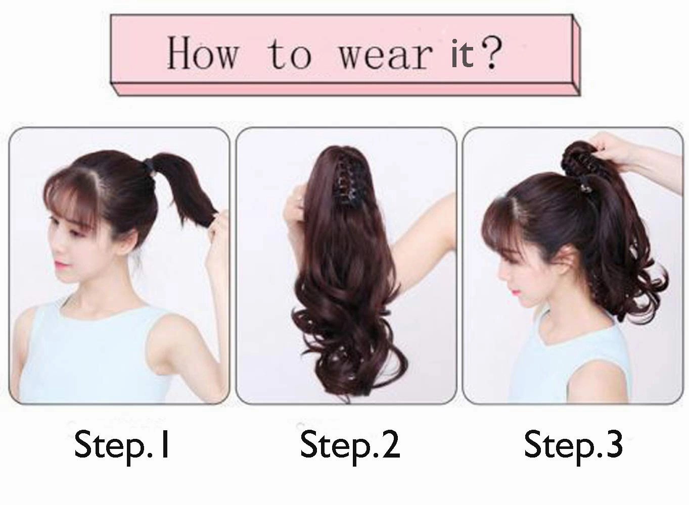 FELENDY Ponytail Extension Claw 18" 20" Curly Wavy Straight Clip in Hairpiece One Piece A Jaw Long Pony Tails for Women Ash Blonde Mix Light Brown