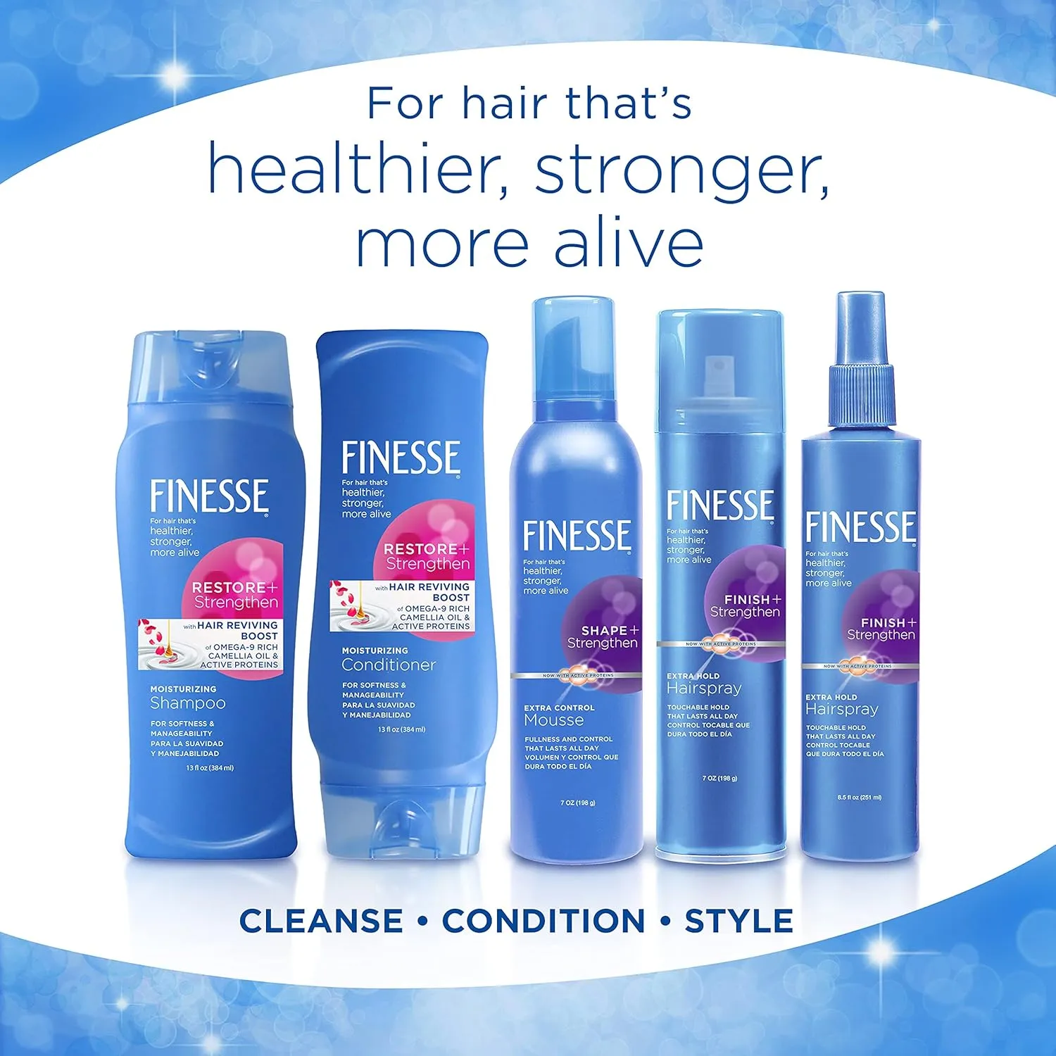 FINESSE Volumize   Strengthen Volumizing Shampoo, 13 oz (Pack of 6), Add Volume & Strength to Thin or Fine Hair for Fuller Looking Hair