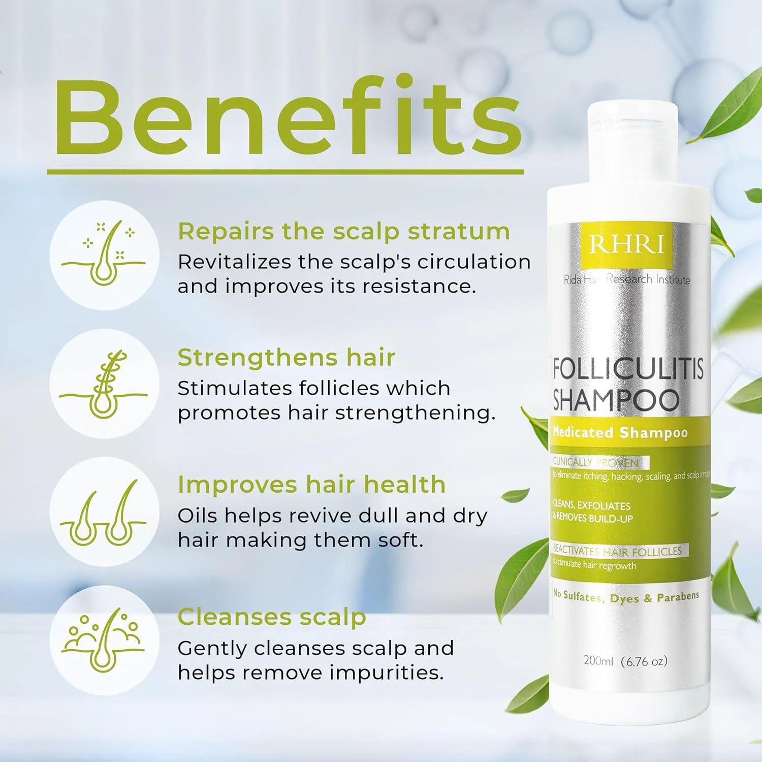 Folliculitis Shampoo | Antifungal Shampoo for Seborrheic Dermatitis, Scalp Psoriasis & Dandruff | Soothes Itchy, Dry Scalp | Cleanses, Exfoliates & Removes Build-Up | Reactivates Hair Follicles