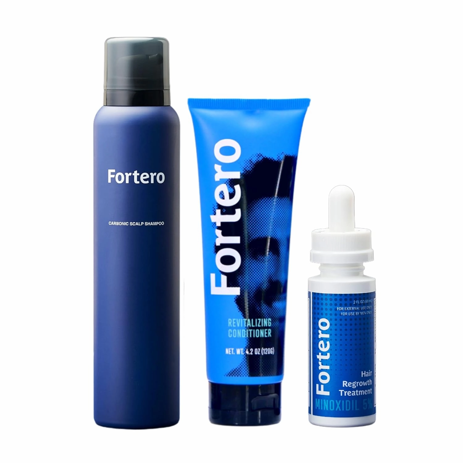Fortero Hair Regrowth Treatment for Men Shampoo&Conditioner&5% Minoxidil - Anti-Hair Loss Formula for Pattern Baldness, Alopecia - Hair Thinning Treatment (Hair Restoration System Bundle)