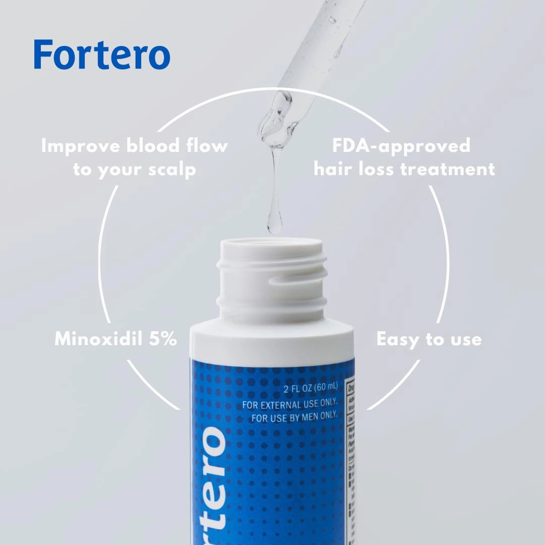 Fortero Hair Regrowth Treatment for Men Shampoo&Conditioner&5% Minoxidil - Anti-Hair Loss Formula for Pattern Baldness, Alopecia - Hair Thinning Treatment (Hair Restoration System Bundle)