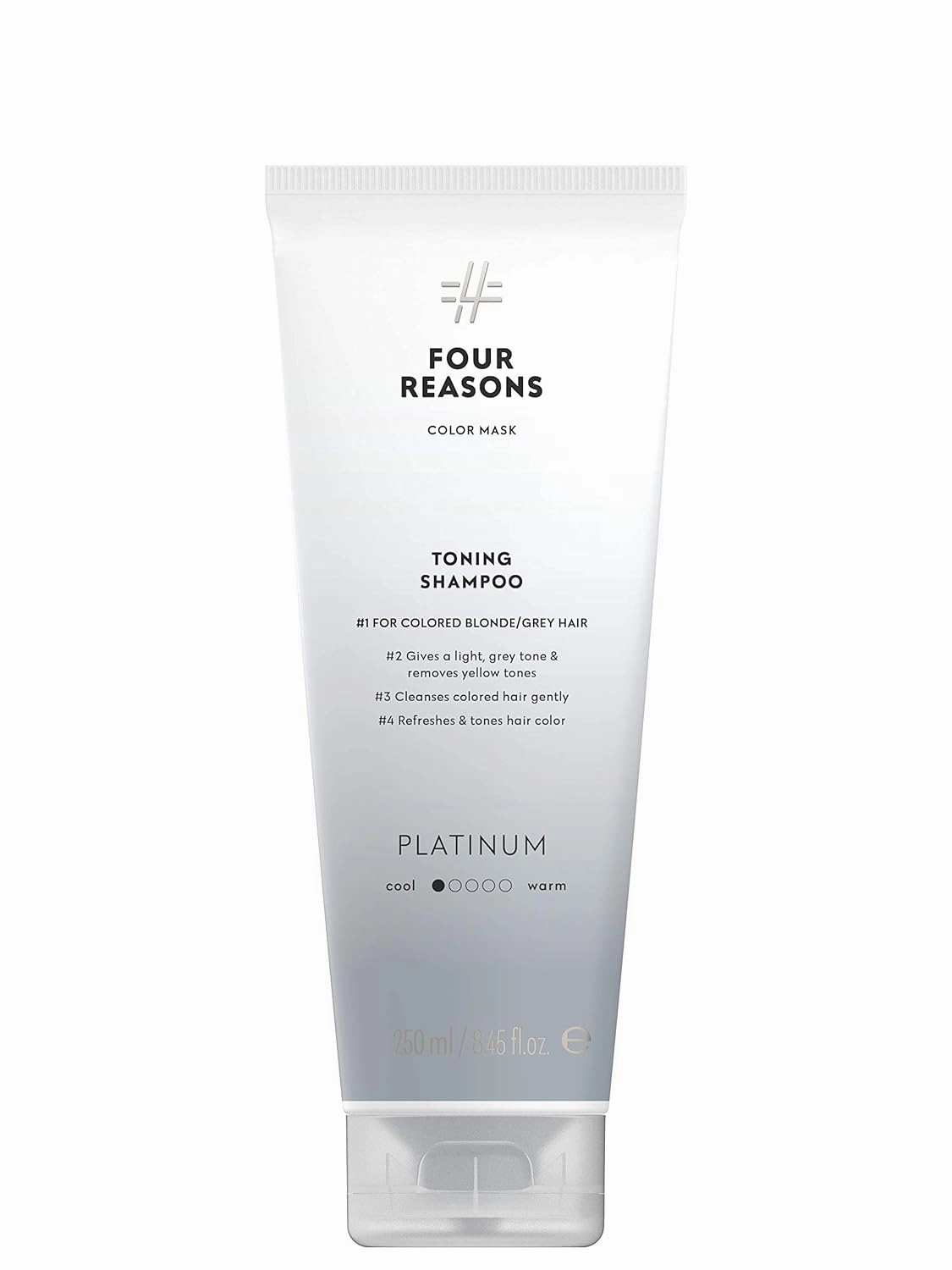 FOUR REASONS Color Depositing Shampoo for Color Treated Hair - Platinum Blonde/Grey, Sulfate Free Grey Hair Toner, , 8.45 Fl Oz