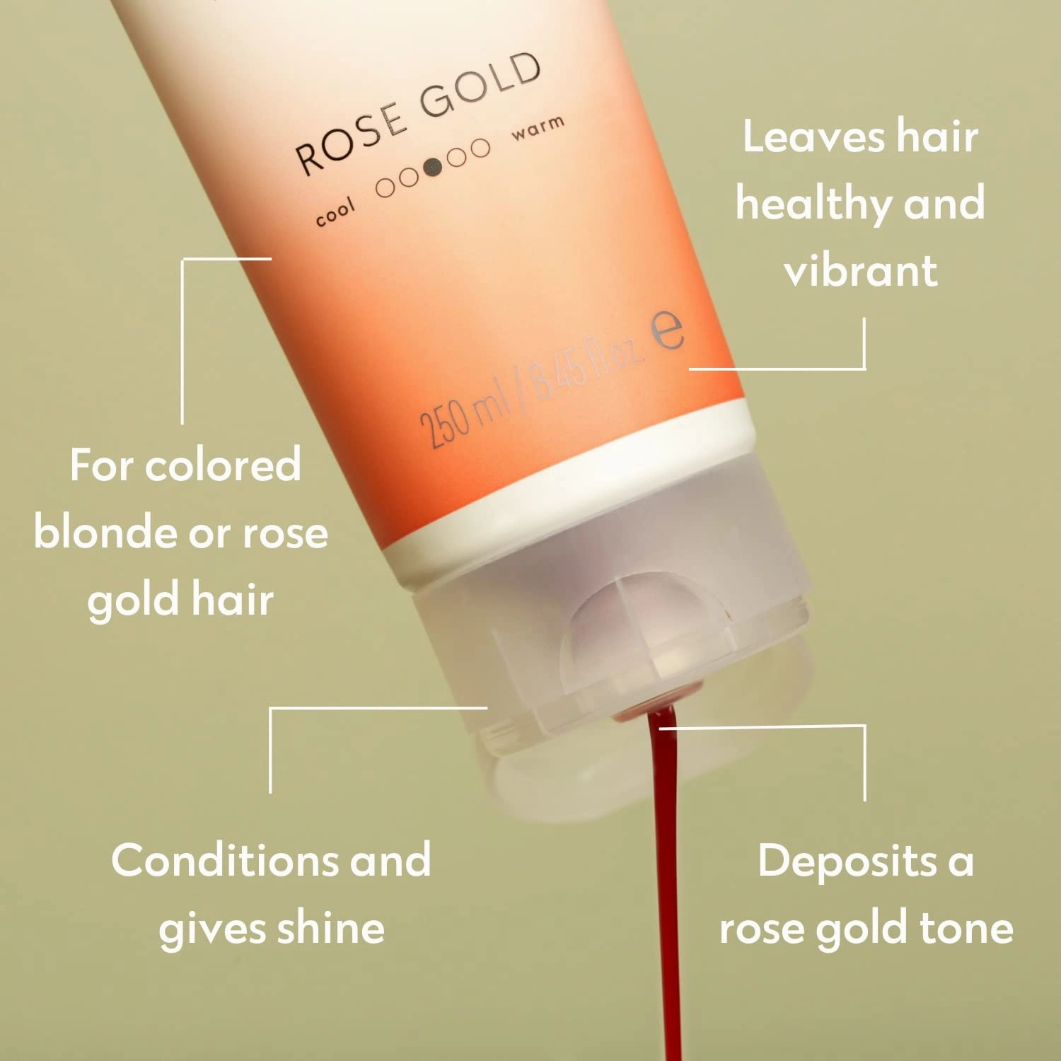 Four Reasons Color Mask - Rose Gold - (19 Colors) Toning Treatment, Color Depositing Conditioner, Tone & Enhance Color-Treated Hair - Semi Permanent Hair Dye, Vegan and Cruelty-Free, 6.76 fl oz