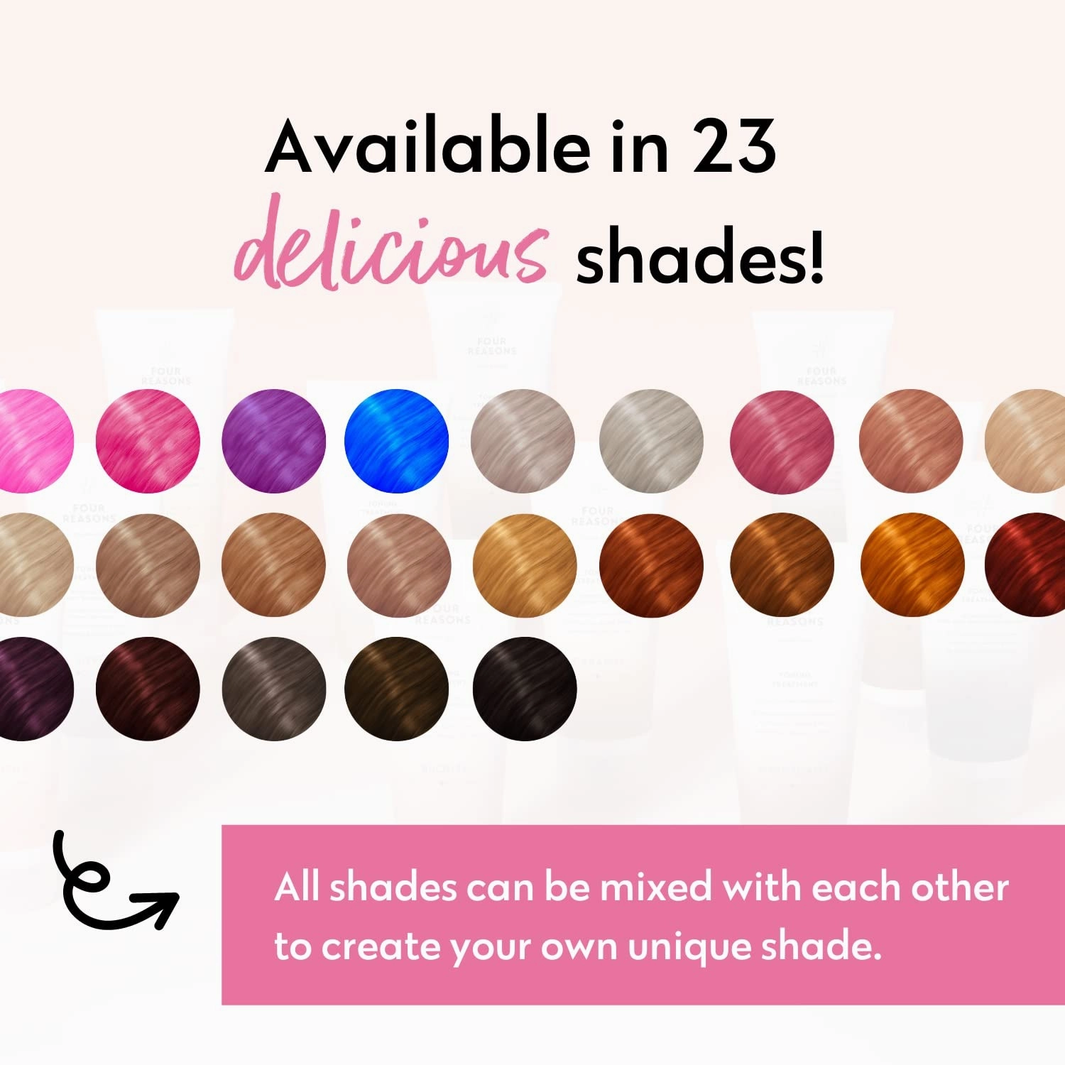Four Reasons Color Mask - Rose Gold - (19 Colors) Toning Treatment, Color Depositing Conditioner, Tone & Enhance Color-Treated Hair - Semi Permanent Hair Dye, Vegan and Cruelty-Free, 6.76 fl oz