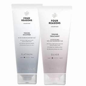 FOUR REASONS Color Mask - Silver Toning Treatment and Platinum Shampoo Bundle, Tone & Enhance Color-Treated Hair - Semi Permanent Hair Dye, Vegan and Cruelty-Free, 6.76 fl oz