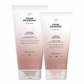 FOUR REASONS Color Mask Bronze Toning Shampoo 8.5 fl oz & Toning Treatment 6.8 fl oz – Bundle - VEGAN, Cruelty-Free