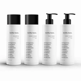 Fragrance Free Shampoo, Conditioner, Face Wash and Body Wash - Gentle on Sensitive Skin and Hair - Unscented - No Sulfates, Parabens or Gluten - Hypoallergenic