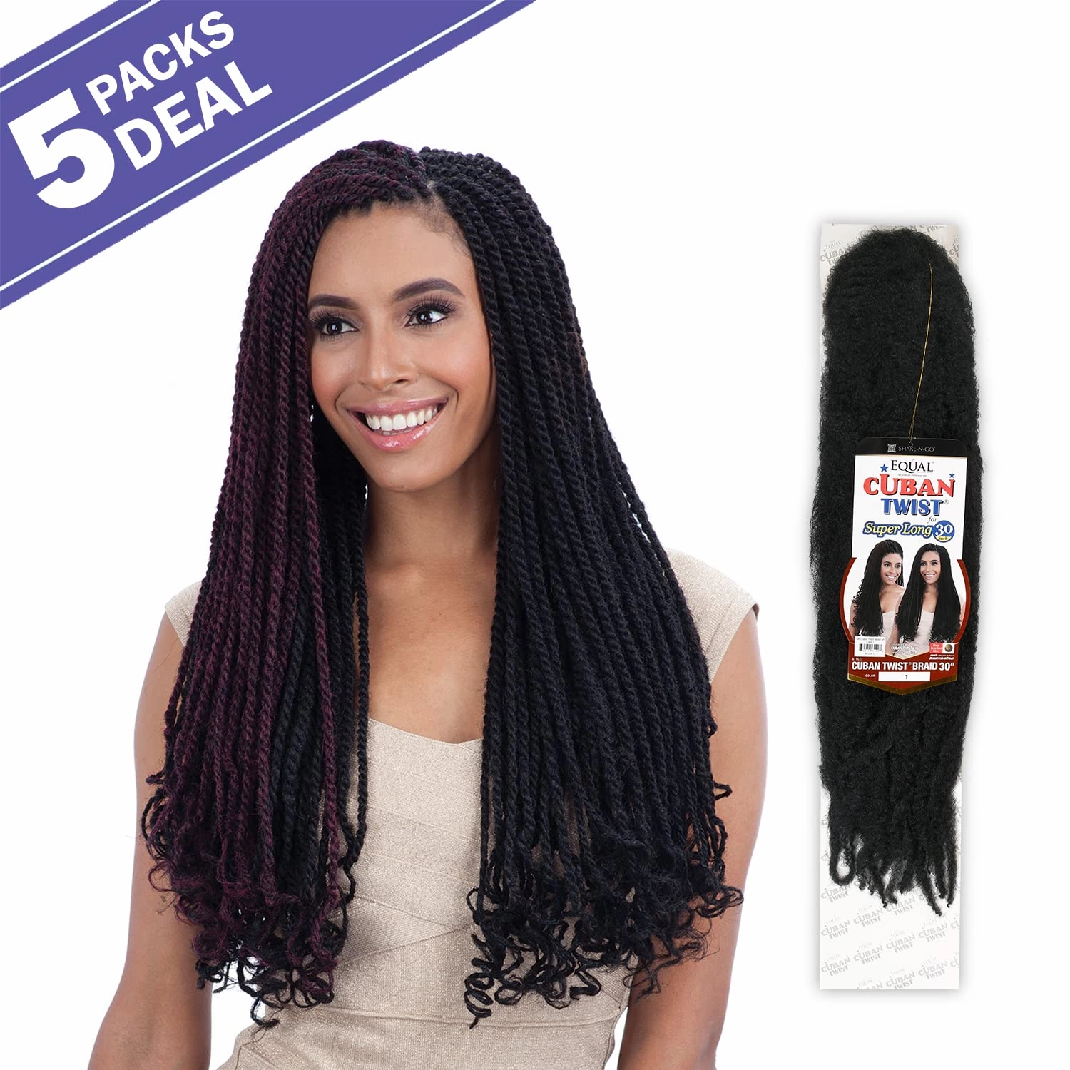 FreeTress Equal Braids Super Long Cuban Twist Braid 30" (5-pack, 4)