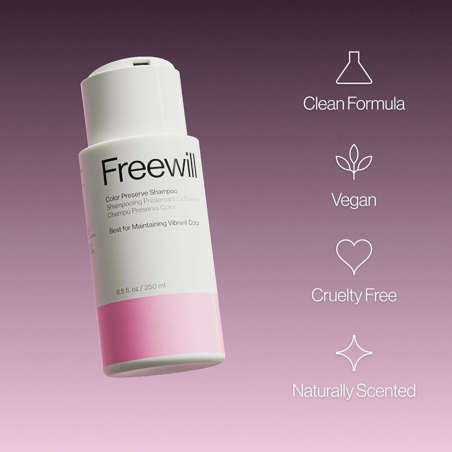 Freewill Color Preserve Shampoo, Gentle, Moisturizing and Nourishing Shampoo for Color-Treated Hair, Fights Color Fade to Help Maintain Vibrancy, 8.5 oz