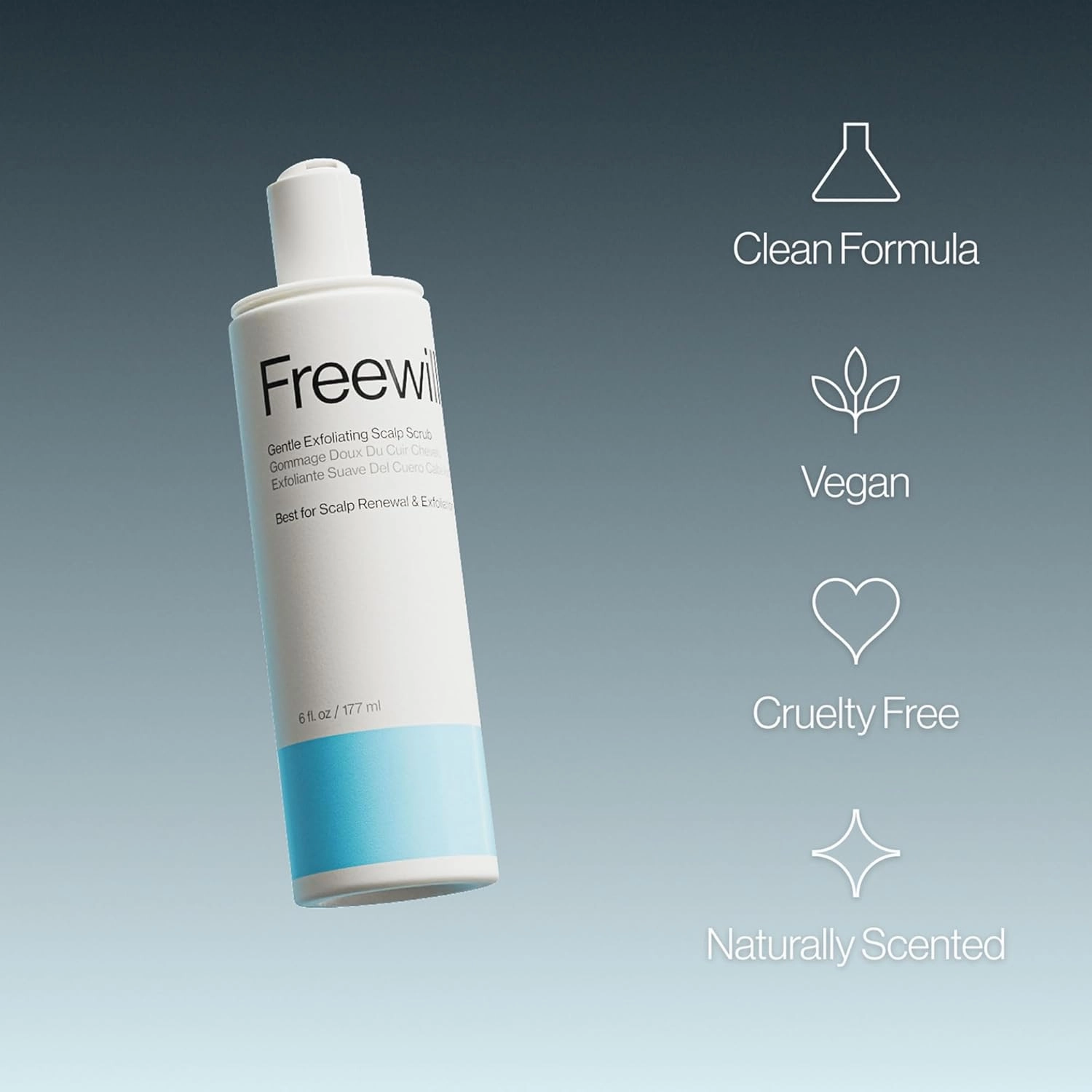 Freewill Gentle Exfoliating Scalp Scrub, Hydrating Scalp Exfoliator for Dry Scalp, Deeply Cleanses and Exfoliates to Remove Buildup and Flakes, Nourishing Hair and Scalp Care, 6 oz