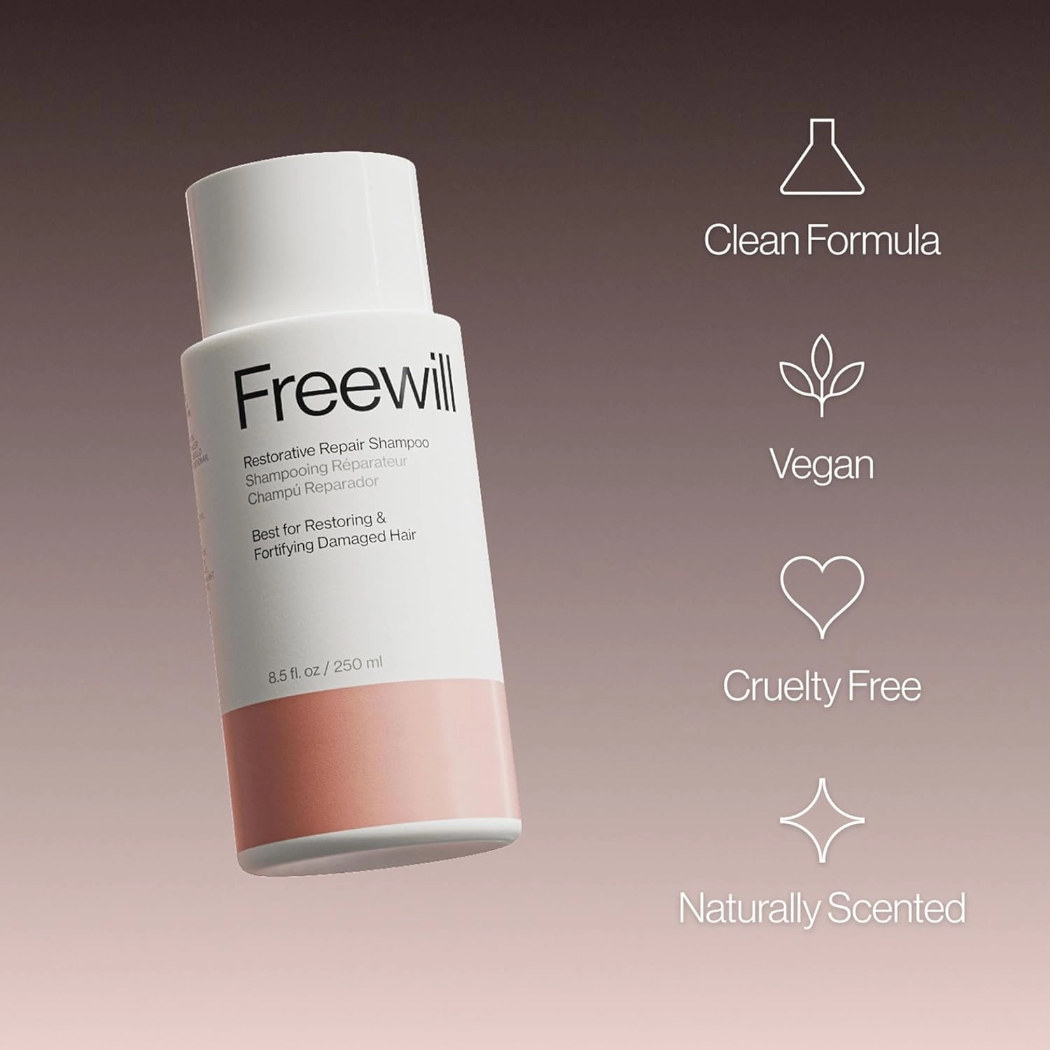Freewill Restorative Repair Shampoo for Dry, Damaged Hair, Hydrating Shampoo with Natural Protectants to Replenish and Restore Hair Health, 8.5 oz