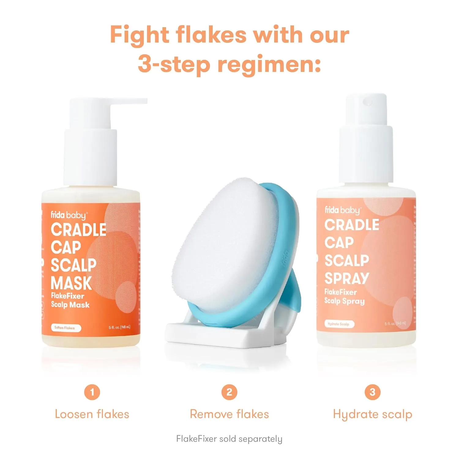 Frida Baby Cradle Cap Treatment, Cradle Cap Shampoo for Babies   Flake Fixer Scalp Spray, Cradle Cap Kit Soothes Baby's Scalp, Prevents Dryness and Flakes