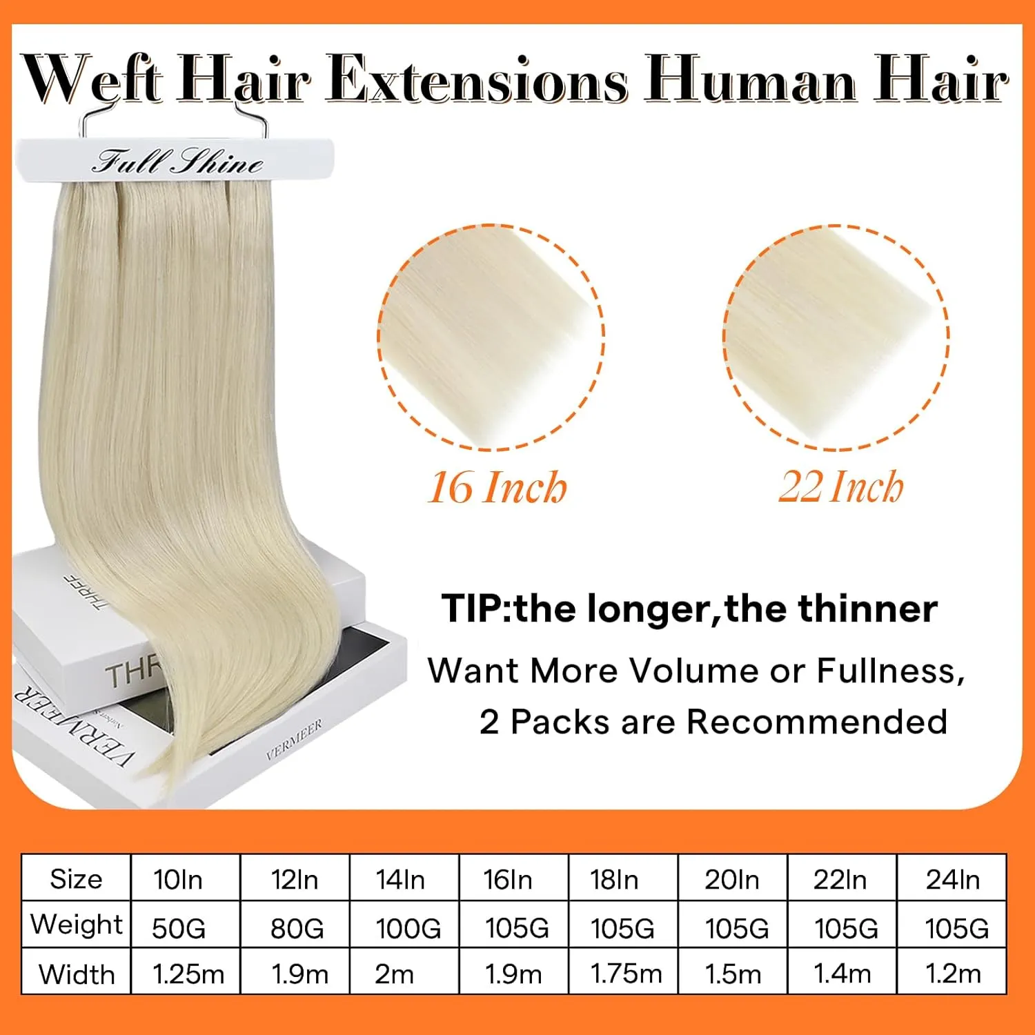 Full Shine Weft Hair Extensions Human Hair Color Platinum Blonde Sew In Hair Extensions Real Huamn Hair Remy Straight Hair Weft Extensions Blonde Straight Human Hair Bundles 105G 22 Inch