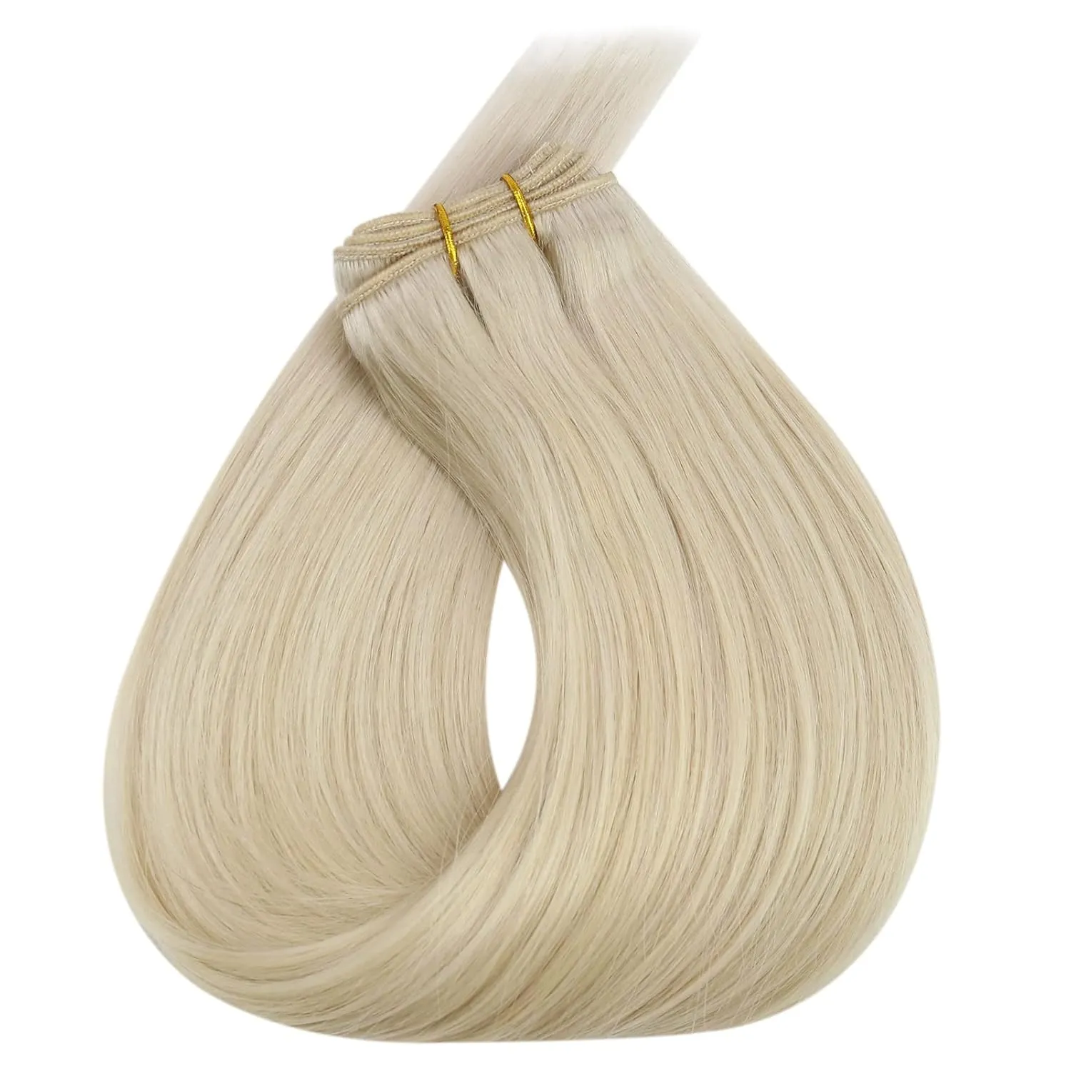 Full Shine Weft Hair Extensions Human Hair Color Platinum Blonde Sew In Hair Extensions Real Huamn Hair Remy Straight Hair Weft Extensions Blonde Straight Human Hair Bundles 105G 22 Inch