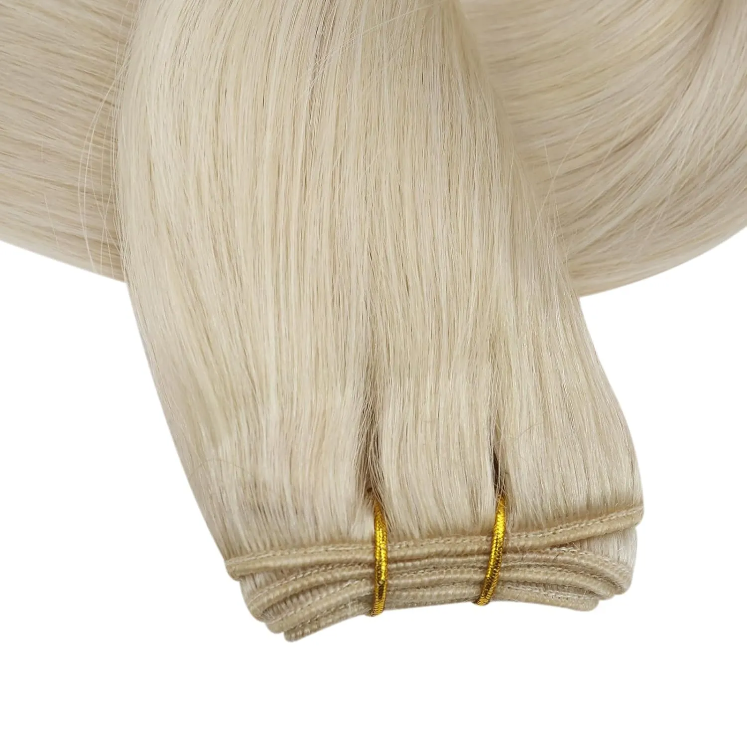 Full Shine Weft Hair Extensions Human Hair Color Platinum Blonde Sew In Hair Extensions Real Huamn Hair Remy Straight Hair Weft Extensions Blonde Straight Human Hair Bundles 105G 22 Inch
