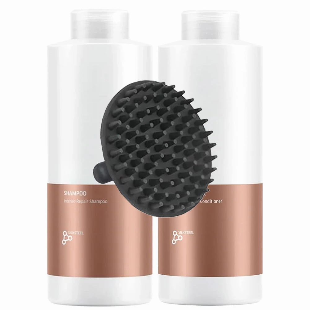 Fusion Shampoo and Conditioner Fusion Intense Repair Shampoo and Conditioner 1 Liter Duo and M Hair Designs Scalp Massager Brush (Bundle)